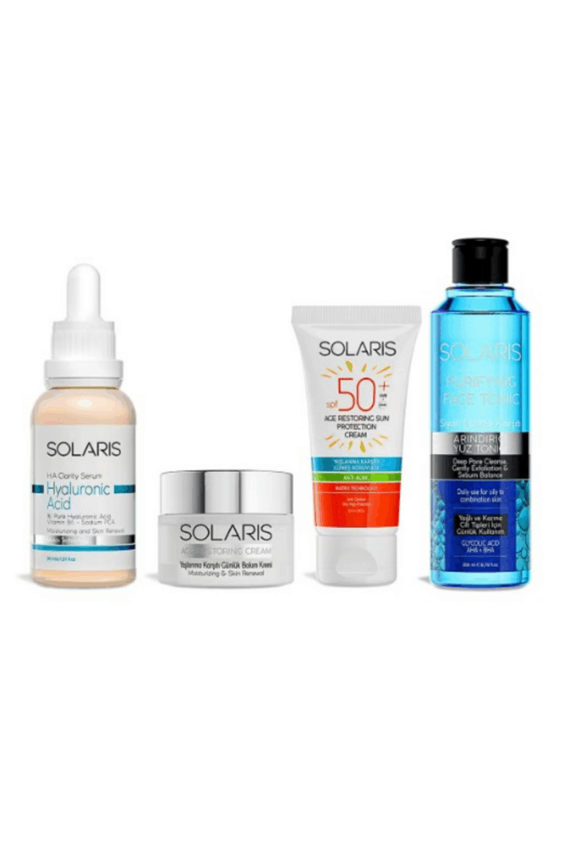 81-Solaris Avantaj Paketi Hyaluronic Acid Serum-Yaşlanma Karşıtı Krem-Yaşlanma Karşıtı Güneş Krem-Tonik